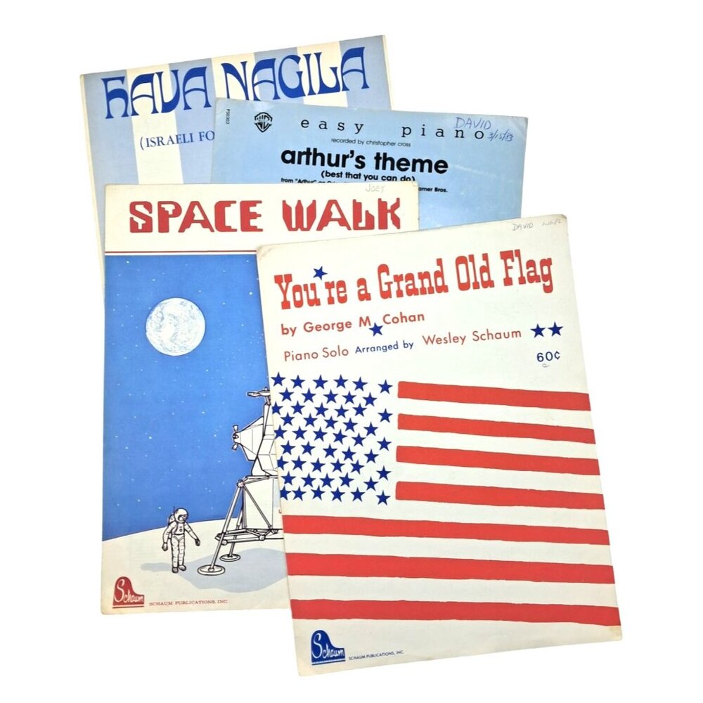 Vintage Schaum & Warner Bros Piano Sheet Music Lot Grand Old‎ Flag + More